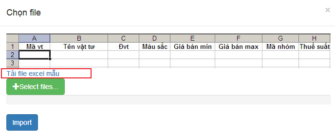 Import danh mục hàng hóa Import danh mục hàng hóa