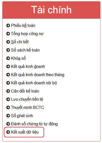Kết xuất sổ sách Kết xuất sổ sách